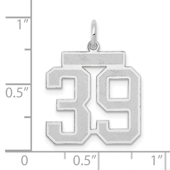 14k White Gold, Jersey Collection, Medium Number 39 Pendant - Picture 4 of 5